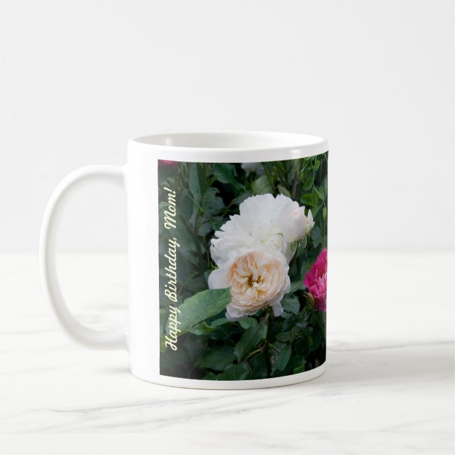 Happy Birthday Mom Mug with Colorful Roses (Left)