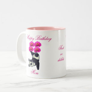 Happy Birthday Mom Panda Bear Personalized Two-Tone Coffee Mug