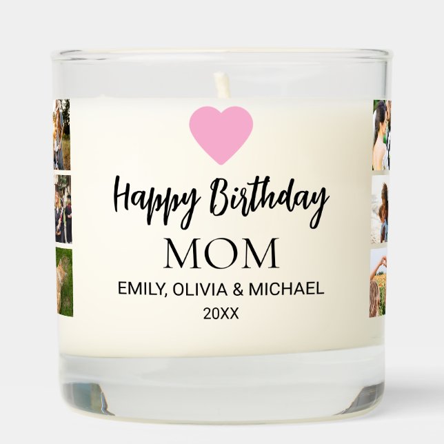 Happy Birthday Mom Photo Collage Scented Candle (Right)