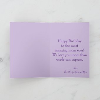 Happy birthday mom purple and blue ombre photo card | Zazzle