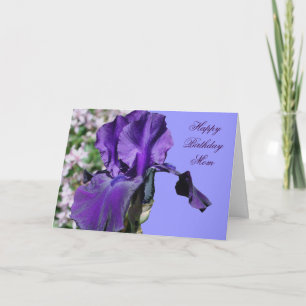Happy Birthday Mom Purple Iris Flower Photo Card