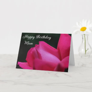 Happy Birthday Mom Red Rosebud Flower  Card