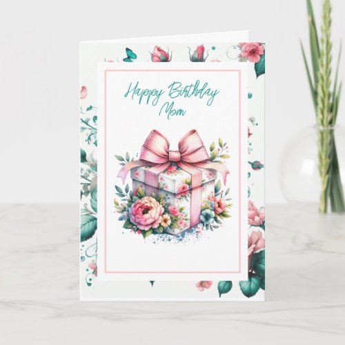 Happy Birthday Mom  Shabby Chic Floral Card
