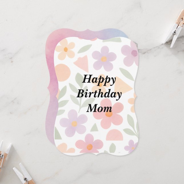 Happy Birthday Mom – Sweet Pastel Floral Card (Front/Back In Situ)