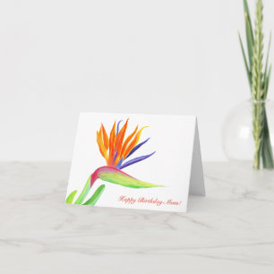 Happy Birthday Mom Watercolor Bird Of Paradise Card