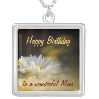 Happy Birthday Mom - White Daisy Birthday Pendant