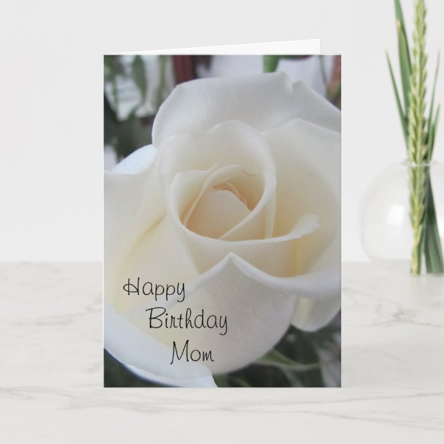 Happy Birthday Mom-White Rose Card (Front)