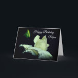 Happy Birthday Mom White Rosebud Flower  Card<br><div class="desc">Mom - For all that you've done, for all you're yet to do, Thank You Mom, I Love You Birthday Card with a stunning white rosebud with lingering raindrops flower photography by Susan. You can change or add any text you like. This image is available on many products in my...</div>