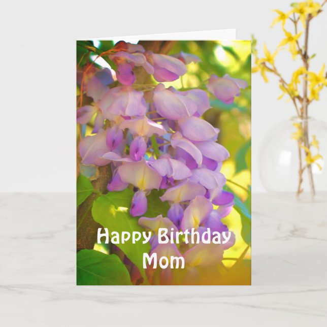 Happy Birthday Mom Wisteria Flower Card (Yellow Flower)