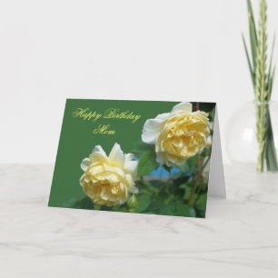 Happy Birthday Mom Yellow Roses Flower Photo Card