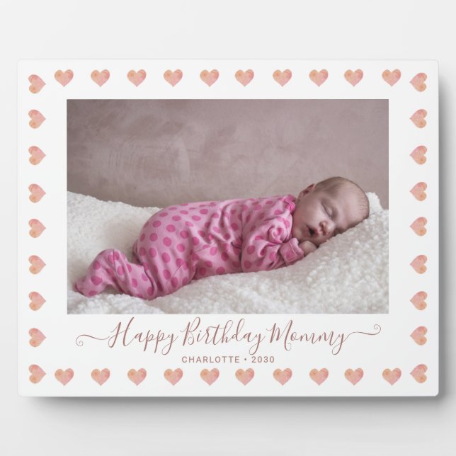 Happy Birthday Mommy Custom Baby Photo Plaque (Front)