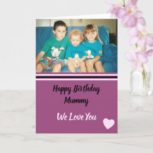 Happy Birthday Mommy purple and lilac photo Card