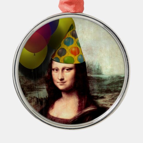 Happy Birthday Mona Lisa Metal Ornament