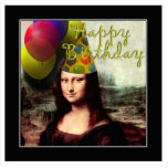 Happy Birthday Mona Lisa Statuette<br><div class="desc">Mona Lisa is ready to celebrate with party hat and balloons! ... ... ... ..A re-edit of the art of Leonardo da Vinci. (Mona Lisa)... .. ... ..At The *Spoofing The Arts* Store, you'll find re-edits (mostly parody) of famous fine art work. If you'd like to see more, please click...</div>