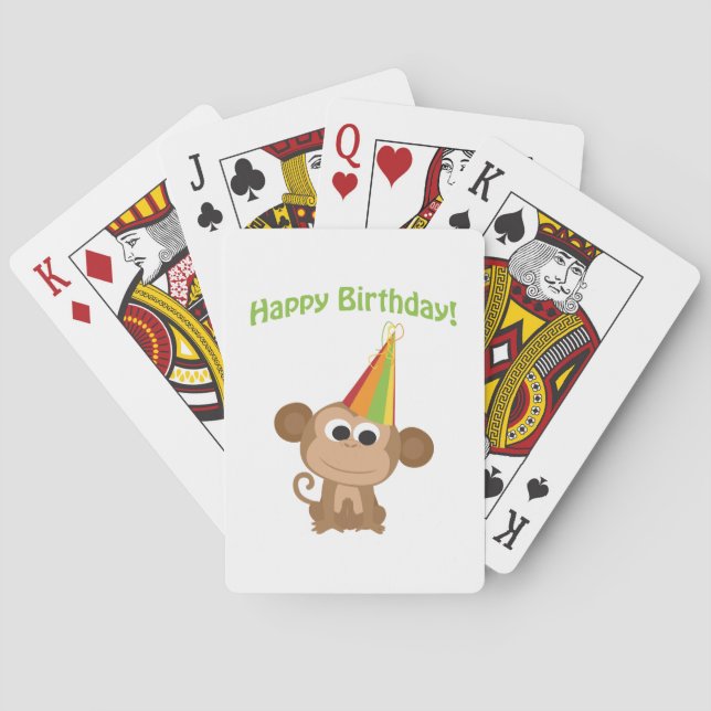 Happy Birthday Monkey Poker Cards (Back)