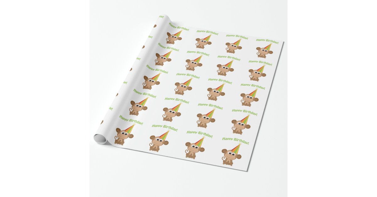 Happy Birthday! Monkey Wrapping Paper Zazzle