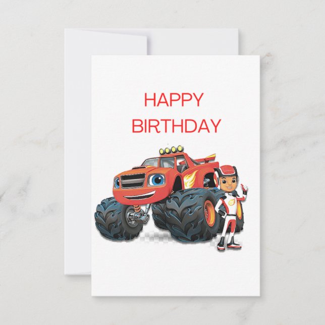 Happy birthday monster car wishes. invitation (Front)