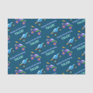 Happy Birthday Monster Trucks DIY Name/Age Dk Blue Tissue Paper