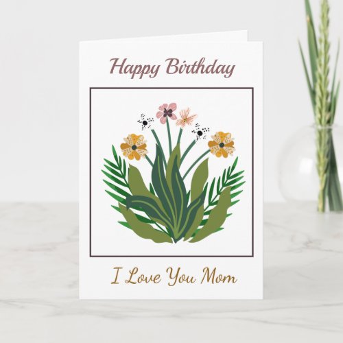 Happy Birthday Mother Flowers Watercolor Custom Card