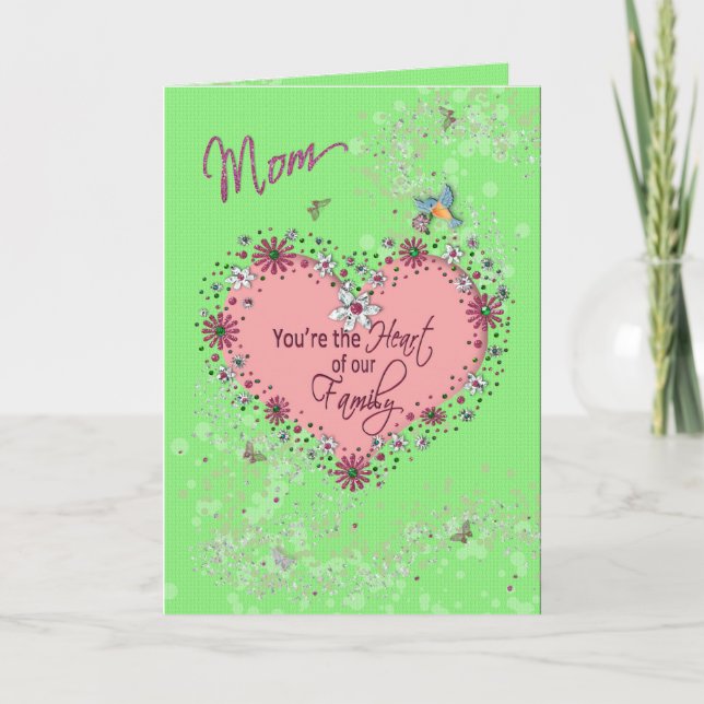 HAPPY BIRTHDAY MOTHER - HEART OF THE FAMILY CARD (Front)
