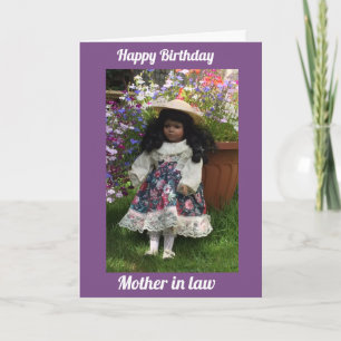 Happy Birthday mother in law  Black doll 2 Card