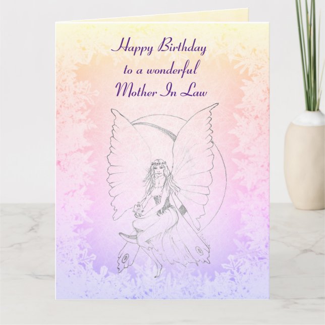 Happy Birthday Mother in Law Fairy design Card (Front)