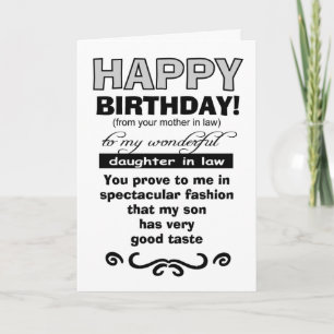 Happy birthday mother in law to daughter in law card