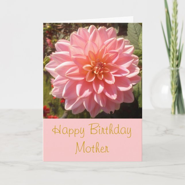 Happy Birthday Mother Pink Dahlia Personalize Card (Front)
