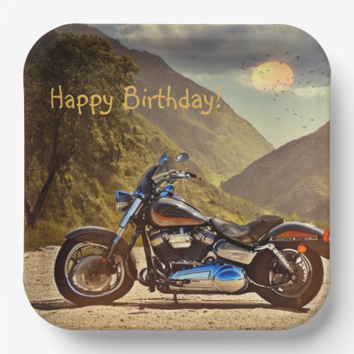 Happy Birthday Motorcycle Paper Plates