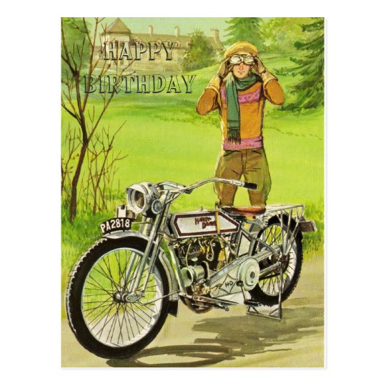 HAPPY BIRTHDAY MOTORCYCLE POSTCARD | Zazzle.com