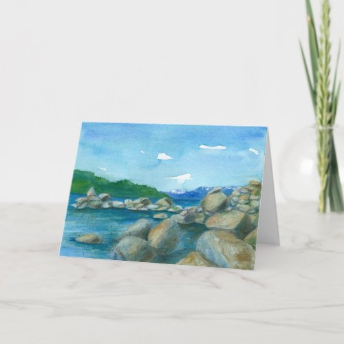 Happy Birthday Mountain Lake Watercolor Painting Card