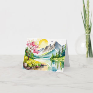 Happy Birthday Mountain Watercolor Greeting Card