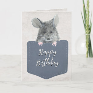 Happy Birthday Mouse In Pocket Card