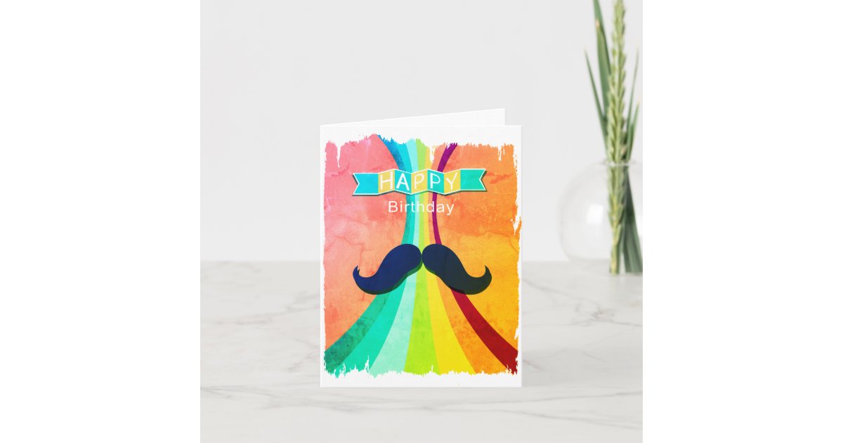 Happy Birthday Moustache Card Zazzle