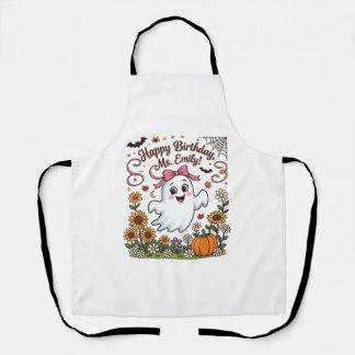 Happy Birthday Ms Emily Halloween Ghost Pumpkin Su Apron