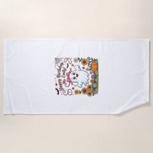 Happy Birthday Ms Emily Halloween Ghost Pumpkin Su Beach Towel
