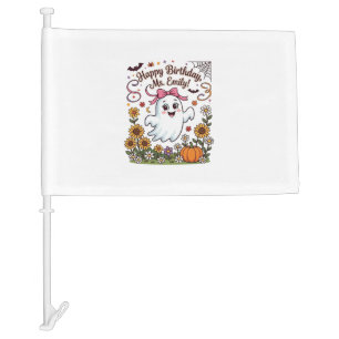 Happy Birthday Ms Emily Halloween Ghost Pumpkin Su Car Flag