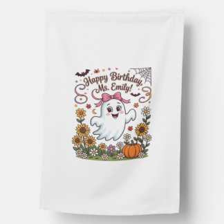 Happy Birthday Ms Emily Halloween Ghost Pumpkin Su House Flag