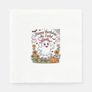 Happy Birthday Ms Emily Halloween Ghost Pumpkin Su Napkins