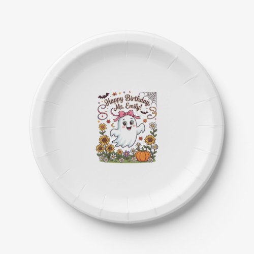 Happy Birthday Ms Emily Halloween Ghost Pumpkin Su Paper Plates