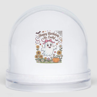 Happy Birthday Ms Emily Halloween Ghost Pumpkin Su Snow Globe