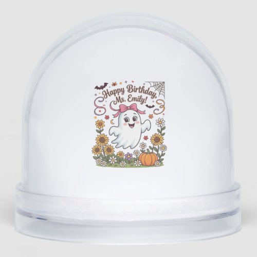 Happy Birthday Ms Emily Halloween Ghost Pumpkin Su Snow Globe