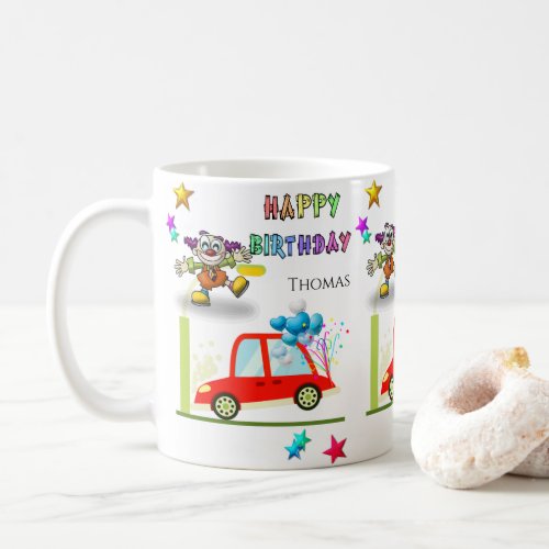 Happy Birthday Mug Clown Car