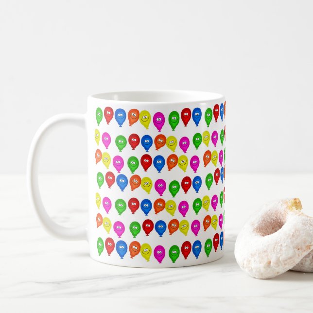 Happy Birthday Mug Colorful Balloons (With Donut)