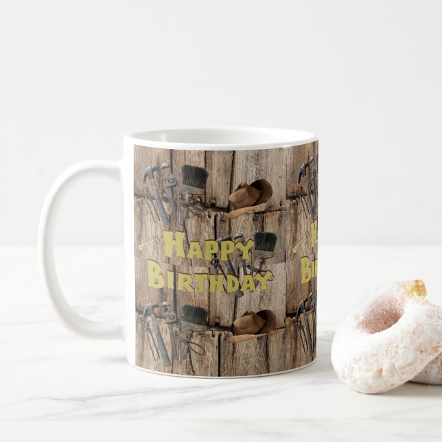 Happy Birthday Mug Construction Tools (With Donut)