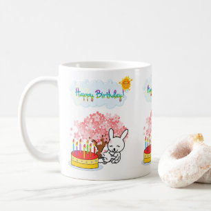 Happy Birthday Mug Rabbit Cake Sun