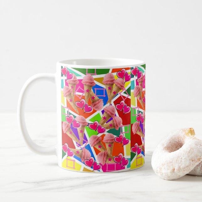 Happy Birthday Mug Strawberry Ice Cream (With Donut)