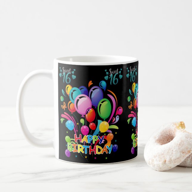 Happy Birthday Mug Sweet Sixteen (With Donut)