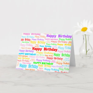 Happy Birthday (multi on white) Card
