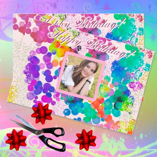 Happy Birthday Multicolour Abstract Bokeh Photo  Tissue Paper (Creator Uploaded)